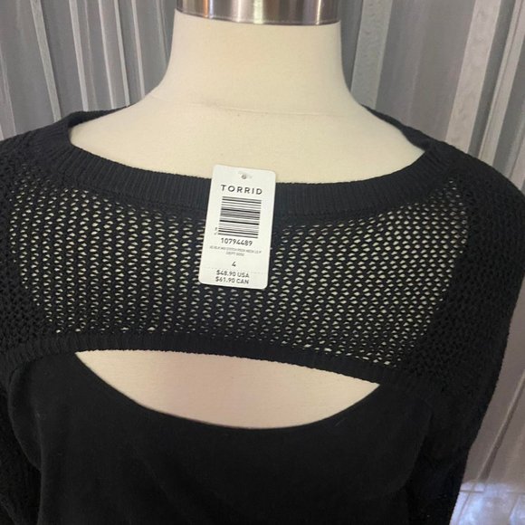 NWT Torrid Mixed Stitch Peekaboo Neck Sweater size 4 - Picture 7 of 8